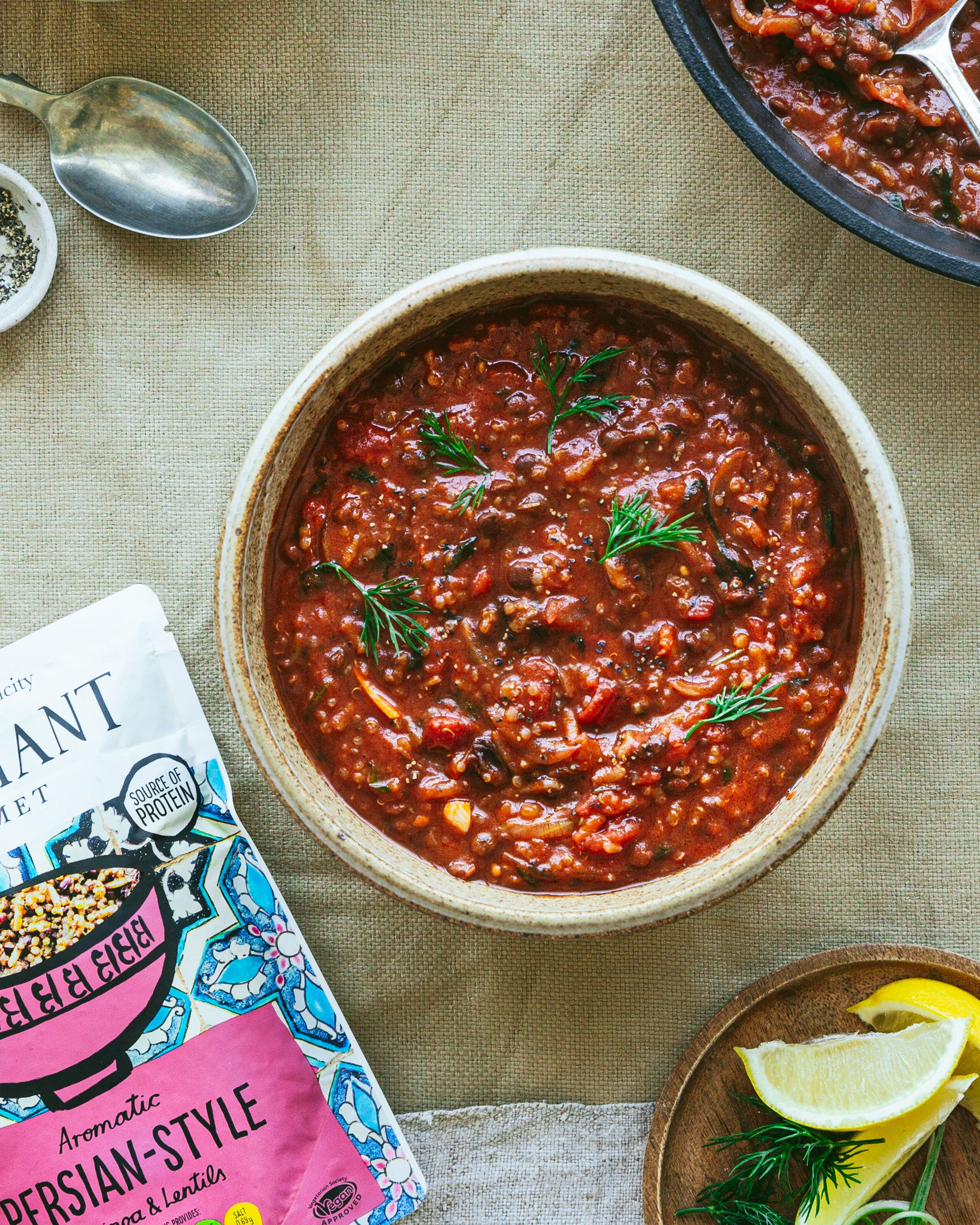 Warming PersianStyle Aash Soup with Quinoa & Lentils Merchant Gourmet