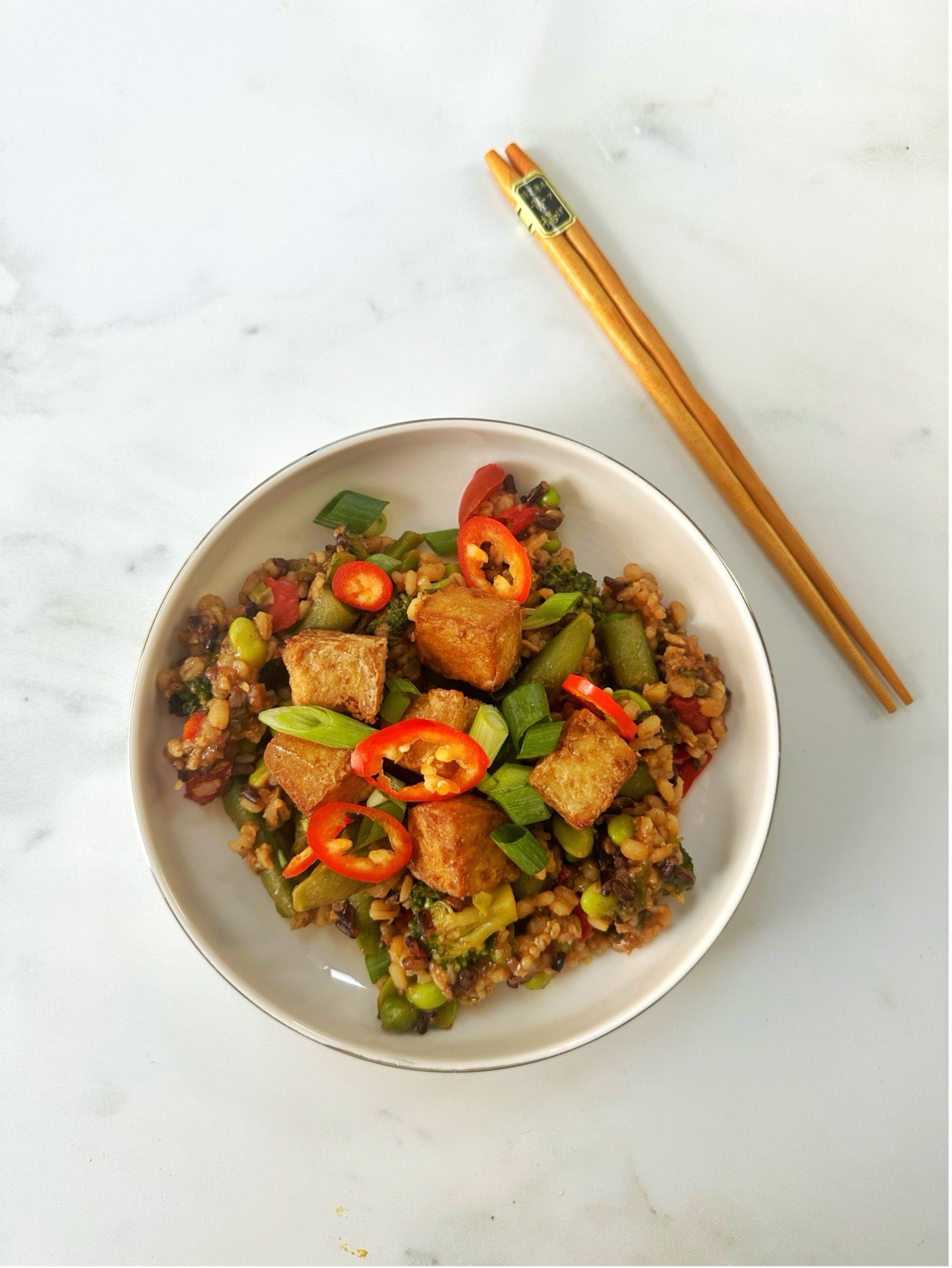 Korean-Style Veg & Grain Bowl with Crispy Tofu | Merchant Gourmet